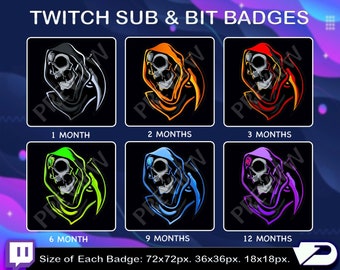Reaper Sub Abzeichen | Twitch Kick Reaper Abonnenten Loyalität Sub Bit Badges