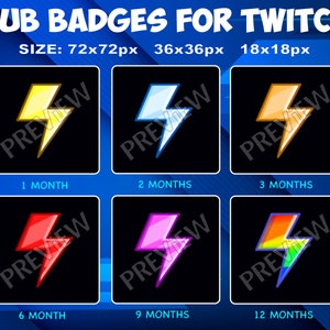 6 Zipper Sub / Bit Badges for Twitch Kick, loyalty Rank Badges Pack for Twitch Kick Streamers