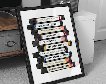 Spersonalizowany plakat na kasetę VHS - Spersonalizowany dowolny film na kasetach VHS Plakat filmowy Prezent dla niego