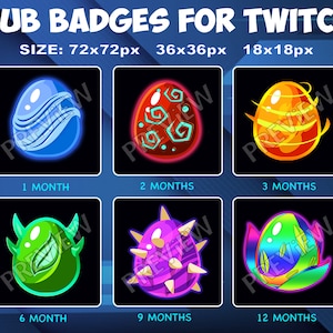 Dragon Egg Twitch Kick Sub Badges Subscribers Sub Bit Loyalty Badges sub bits badge for Twitch Kick streamers dragons magic egg