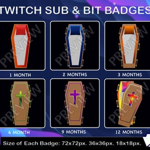 Coffin Sub Badges | Twitch Kick Coffins Halloween Subscribers Loyalty Sub Bit Badges