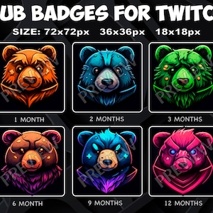 Twitch Kick Bears Sub Badges | Twitch Kick Bears Subscribers Loyalty Badges