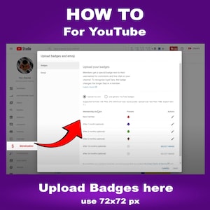 a purple background with a red arrow pointing to the youtube page