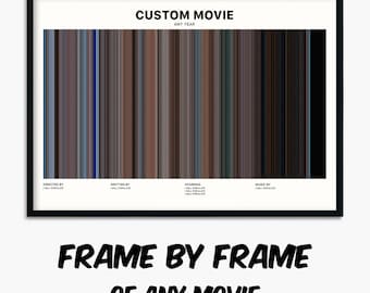Custom Any Movie Barcode Poster, Frame by frame Original Art Print gift idea movie fan filmmakers, gift for him, original gift for boyfriend