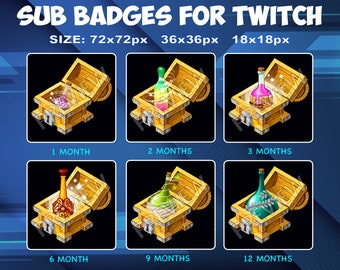 Treasure Chest box Twitch Kick Sub Badges Subscribers Sub Bit Loyalty Badges gold box bits sub badge for Twitch Kick streamers