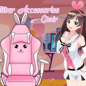 Vtuber Accessory Cute Gaming Chair with ears - Vtuber streamer asset pink cute chair with rabbit ears