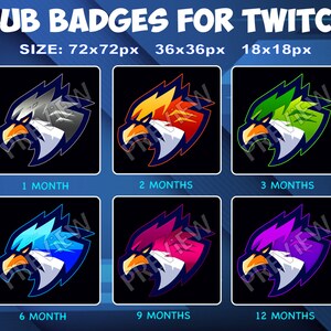Bird Eagle Twitch Kick Sub Badges Subscribers Sub Bit Loyalty Badges Eagles bits sub badge for Twitch Kick streamers