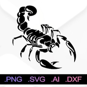 Fichiers SVG et PNG Scorpion, impression SVG, fichiers de coupe Cricut en téléchargement numérique, fichiers de coupe Silhouette Scorpion