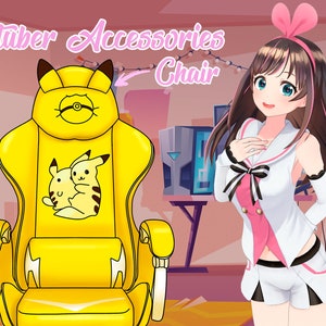 Vtuber Accessory Cute Gaming Chair - Vtuber streamer asset yellow and cute chair