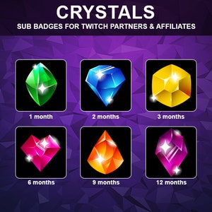 Crystals Sub Badges | Twitch Kick Crystal Subscribers Loyalty Badges