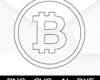 Bitcoin Outline SVG PNG Ai DXF Files | Crypto Design for Cricut & Silhouette, Vinyl Decal, T-Shirt Printing