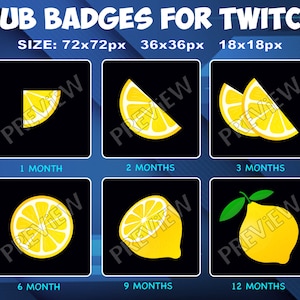 Fruits Lemon Twitch Kick Sub Badges Subscribers Sub Bit Loyalty Badges lime bits sub badge for Twitch Kick streamers