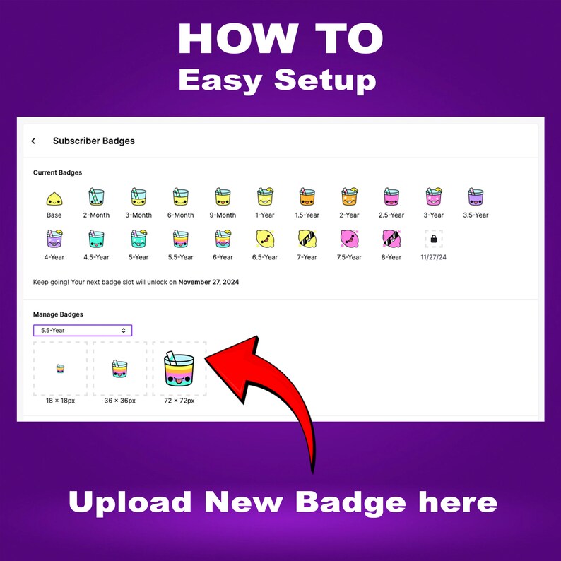 a purple background with a red arrow pointing to the top of the page