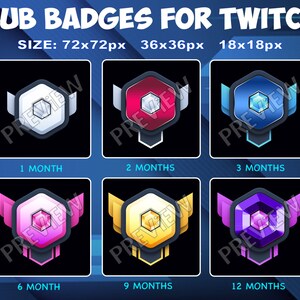 Rank Twitch Kick Sub Badges Subscribers Sub Bit Loyalty Badges rank levels bits sub badge for Twitch Kick streamers