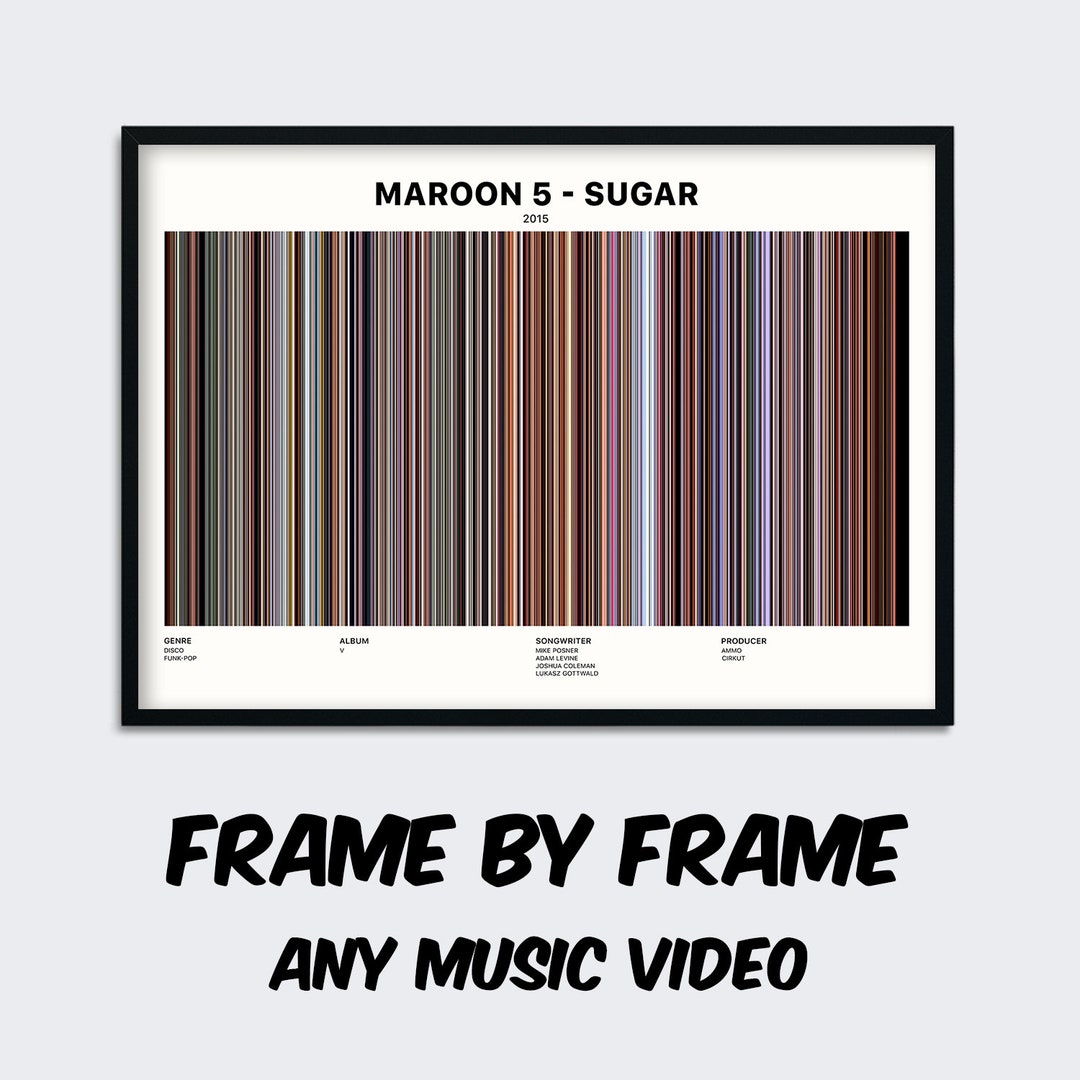 Maroon 5 Sugar Music Video Clip Barcode Art Poster, Frame by Frame Art ...