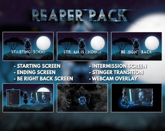Twitch Reaper Screens Pack Overlays, Twitch Package