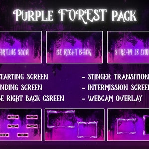 Twitch Purple Forest Pack Overlays, Twitch Package