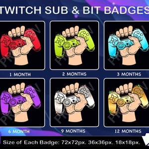 Controller PS Sub-märken | Twitch Kick Joystick-prenumeranters lojalitets-sub-märken