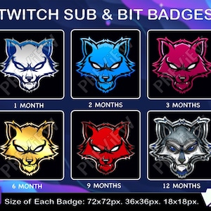 Insignes de loup secondaire | Badges fidélité Twitch Kick Wolf pour abonnés