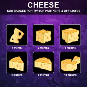 Twitch Kick Cheese Sub Badges | Twitch Kick Cheese Subscribers Loyalty Badges