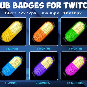 Pills Twitch Kick Sub Badges Subscribers Sub Bit Loyalty Badges medical pills sub badges art for Twitch Kick streamers