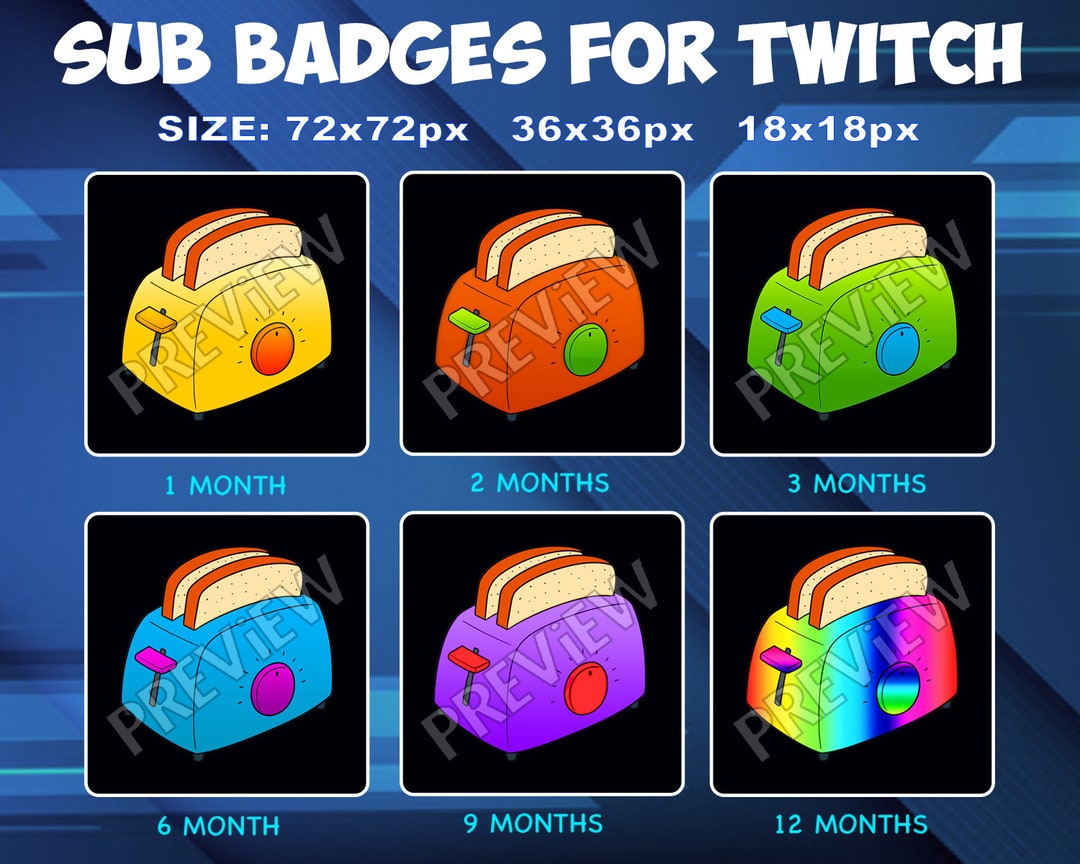Toaster Twitch Kick Sub Badges Subscribers Sub Bit Loyalty Badges Food ...