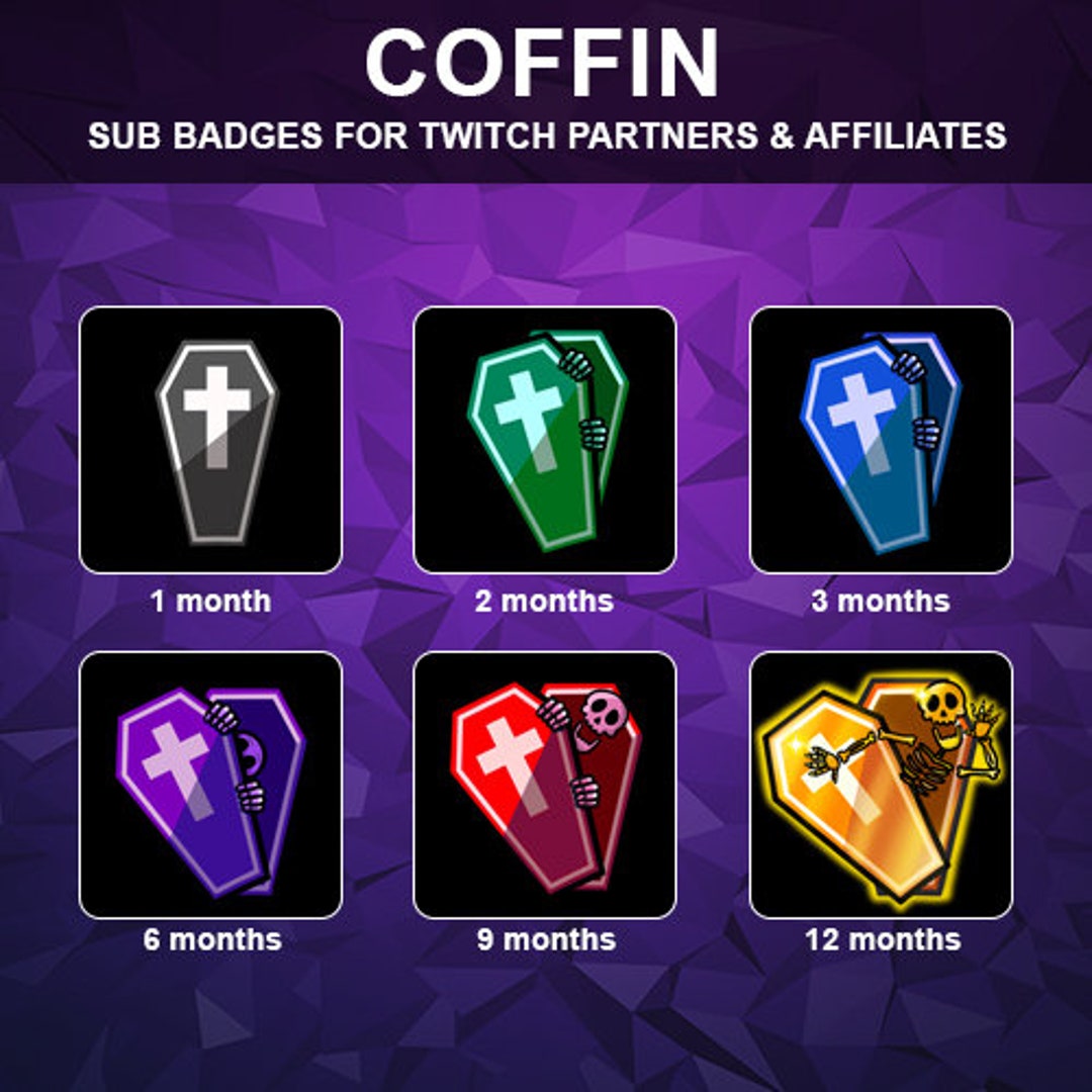 Coffin Twitch Sub Badges Subscribers Halloween Sub Bit Loyalty Badges ...