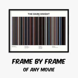 Impresión de póster de código de barras de película The Dark Knight 2008, idea de regalo de impresión de arte cuadro por cuadro para cineastas fanáticos del cine, regalo de póster de película personalizado