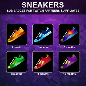 Twitch Kick Sneakers Sub Badges | Twitch Kick Sneakers Subscribers Loyalty Badges