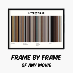 Impresión de póster de código de barras de la película Interestelar, idea de regalo de impresión artística cuadro por cuadro para cineastas fanáticos del cine, regalo de póster de película personalizado