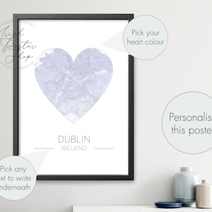 Irish Heart Aquarel Kaart - Ierse Poster - Ierse Kunst Print - Ierse Gift - Ierse kaart Gift - Irish Home Decor - Ierland Kaart - Ierse Provincies