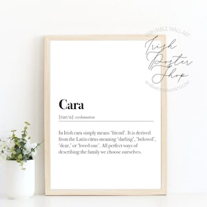 Cara - Friend Definition Irish Art Poster -  Irish Decor, Irish Slang,  Irish Phrases, Irish Home Decor, Irish Print, Gaeilge Poster