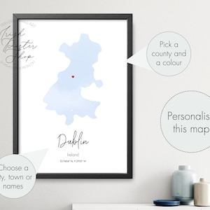Irish County Dublin Aquarell Karte - Irisches Poster - Irische Kunstdruck - Irische Geschenke - Dublin Karte Drucken - Irish Home Dekor, Irland Karte