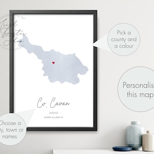 Irish County Cavan Aquarell Karte - Irish Poster - Irish Print - St Patrick es Day Geschenk - Paddy's Day, Irland Karte Home Dekor, Irland Karte