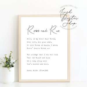 OSCAR WILDE Poetry - Roses and Rue poem - Irish Poster - Irish Print - St Patrick&#39;s Day Gift - Paddy&#39;s Day- Irish Home Decor - Irish Poetry