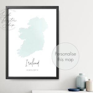 LANDKARTE IRLAND - Personalisiertes Irisches Poster - Irisches Aquarell Druck - St Patrick es Day Geschenk - Paddy's Day, Irish Home Decor minimalistisch