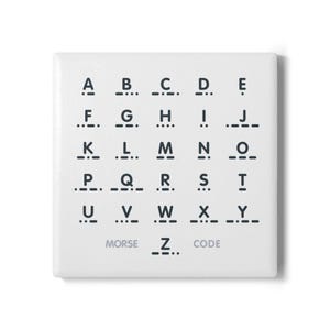 Morse Code Alphabet Ceramic Coaster: Minimalist Coder Gift - Round and Square