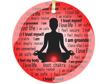 Positive Affirmations Gift - Root Chakra - Security Affirmations - Available In Glass & Ceramic Ornament Options