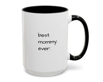 Tazza da caffè per mamma, in ceramica bicolore (11 oz o 15 oz, manico colorato)