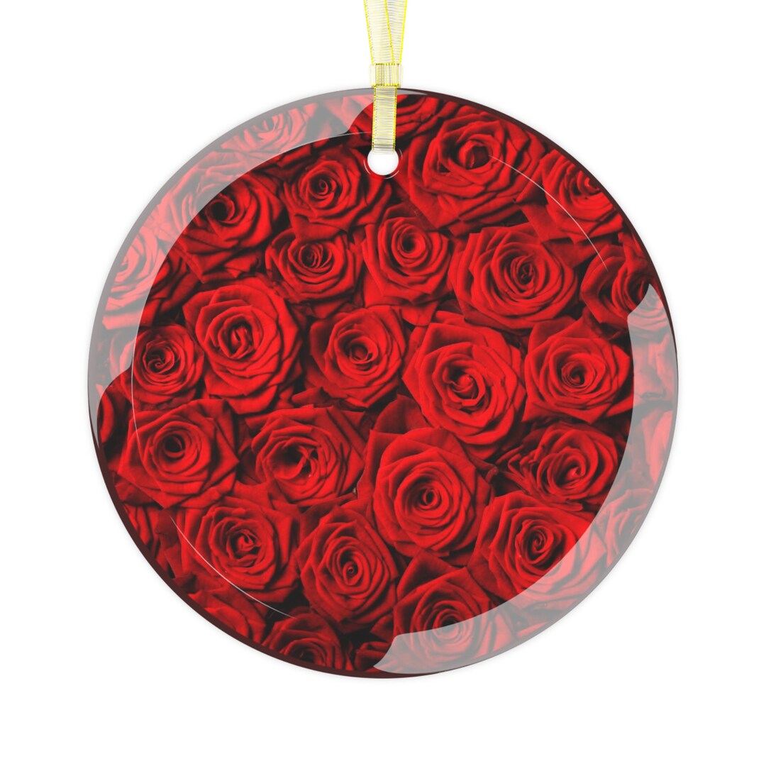 Natural Red Roses Glass Ornament – Christmas, Wall & Window Décor ...