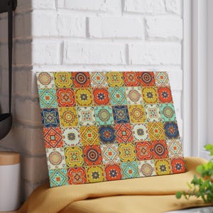 Talavera Tile Glass Cutting Board: Mediterranean Kitchen Decor