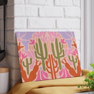 Colorful Cactus Glass Cutting Board - Vibrant Kitchen Decor, Ideal Gift for Foodies, Cactus Lovers, Home Chefs, or Housewarmings