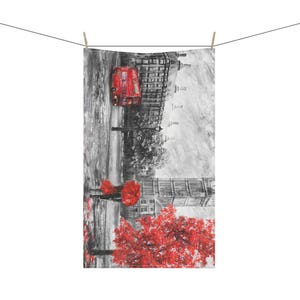 London City Scene Tea Towel, Big Ben Cotton/Poly Kitchen Towel - Home Decor, Gift for Travelers, Dish Towel, Hostess Gift, British Themed