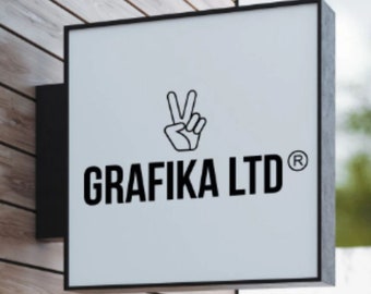 Letreiro retangular personalizado com caixa de luz, display de logotipo em LED de dupla face, letreiro iluminado para fachada de loja, letreiro externo com projeção em LED.