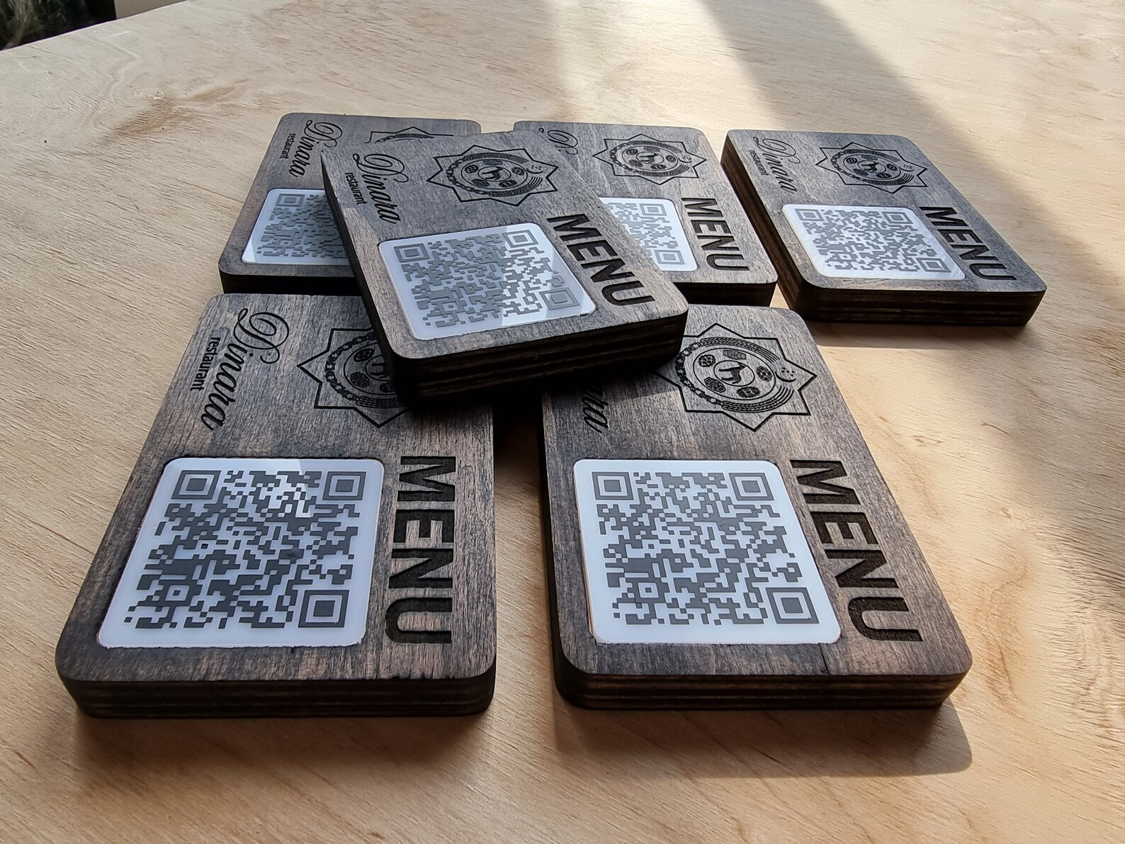 Engraved Wooden QR Code Menu, Birch or Pine, Restaurant Cafe - Etsy