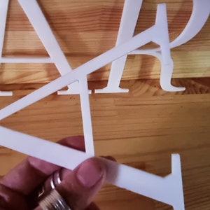 white letter in cast acrylic 3mm. letters for inscriptions. small plastic letters. three-dimensional small letters