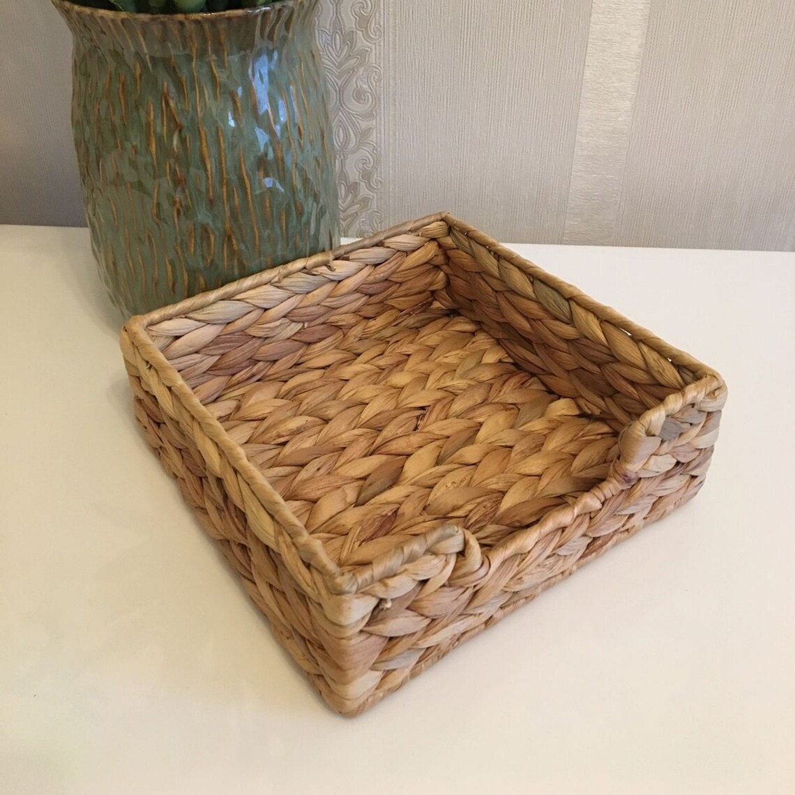 Free Shipping Wicker Napkin Holder Dining Decor Kitchen Etsy