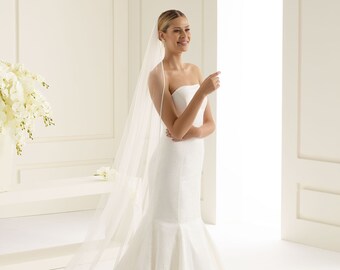 Wedding Veil/220cms,Satin edge, 87", 1 Tier Bridal Veil , Stunning Ivory veil, Plain, Classic Softest tulle, FREE Veil Hanger Clip