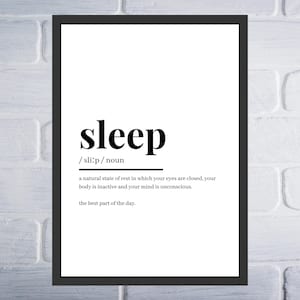 Sleep | A5 White Matte Card | Dictionary Definition Wall Art Print Gift