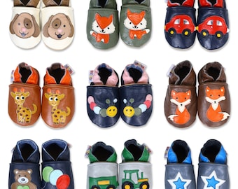 NUEVO STOCK Zapatos de bebé de piel con suela blanda. Pantuflas. Mocasines. Para bebés y niños pequeños.